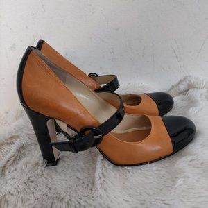 Enzo Angiolini 2 Tone Leather Mary Jane Shoes